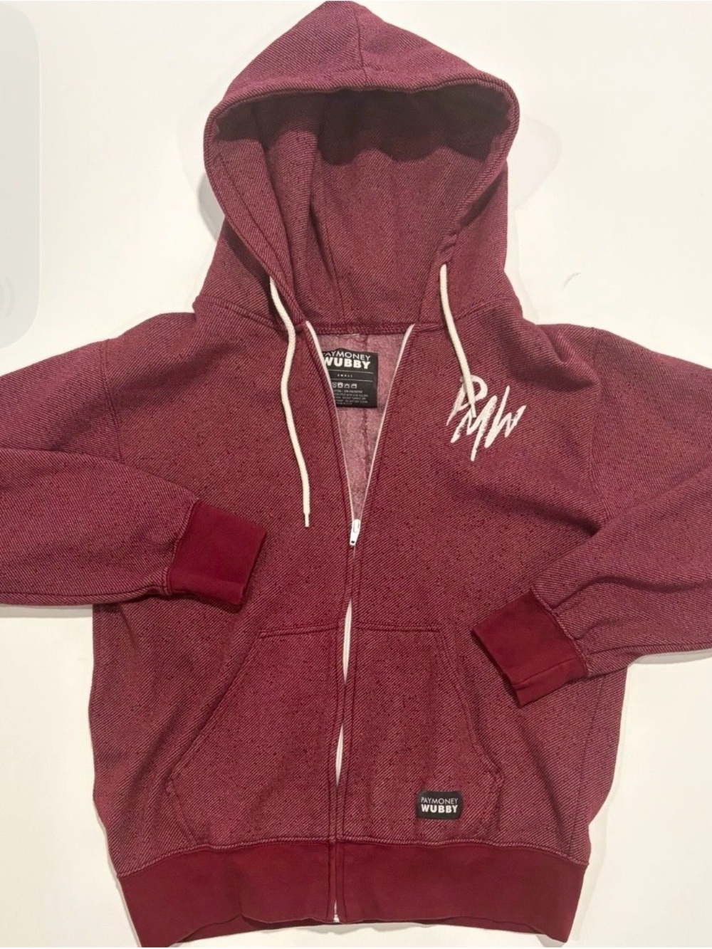 Men's Full-Zip Hoodie in Burgundy - Pay Money WUBBY
